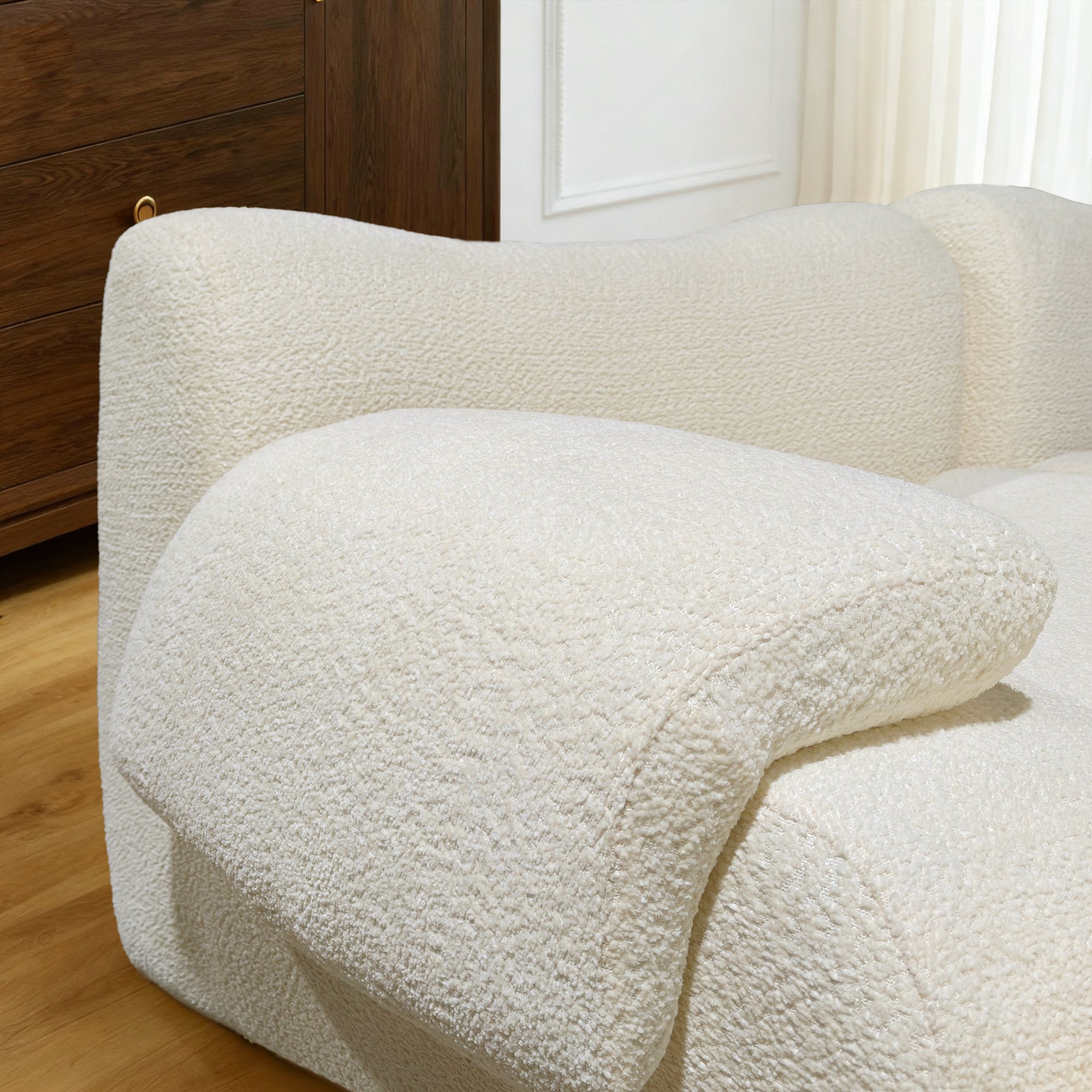 114" White Boneless Couch