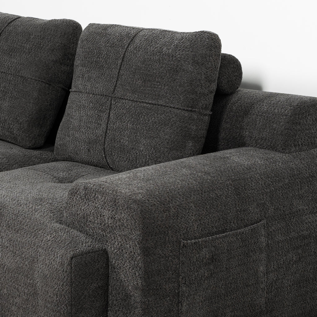 112" Grey Boneless Couch