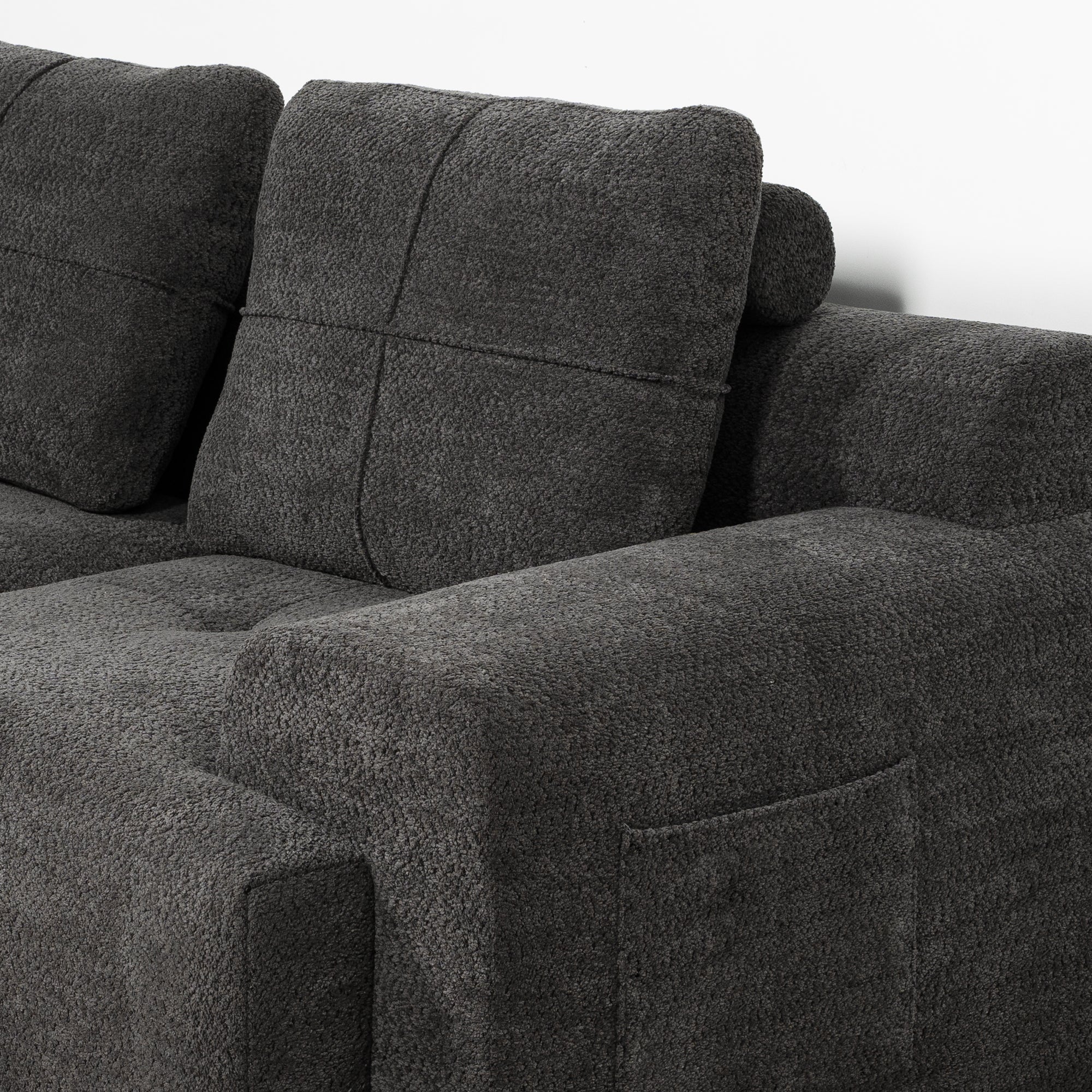 112" Grey Boneless Couch