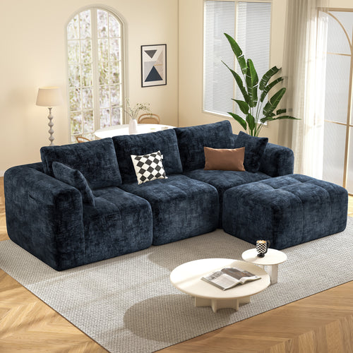 109" Blue Boneless Couch