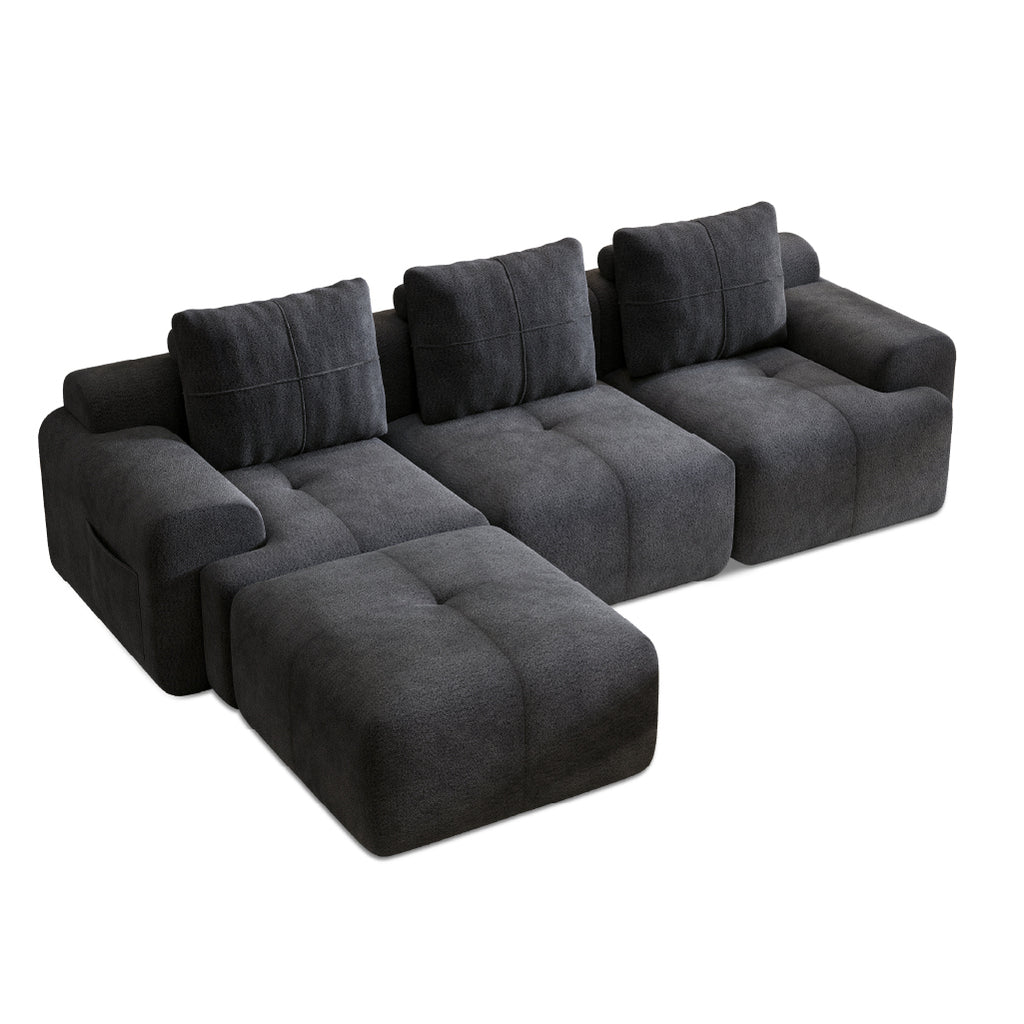 112" Grey Boneless Couch