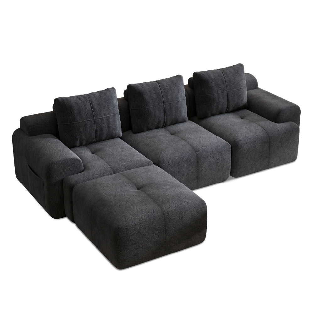 112" Grey Boneless Couch