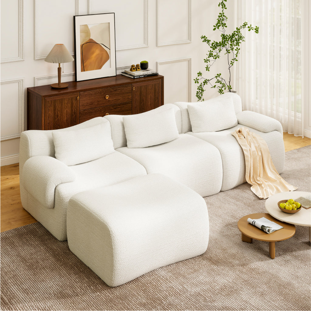 114" White Boneless Couch