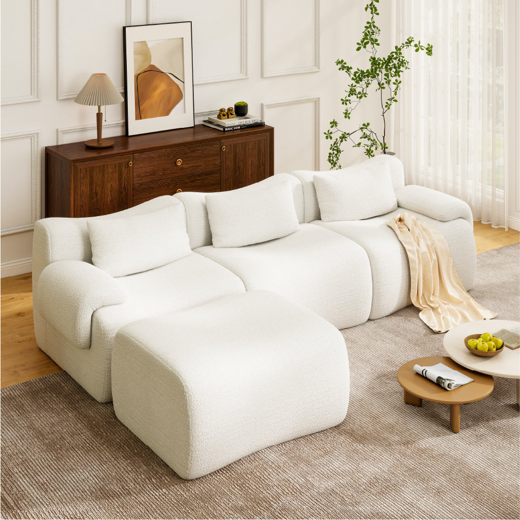 114" White Boneless Couch