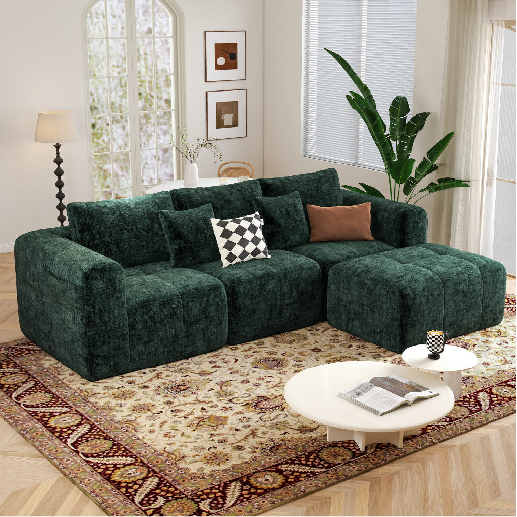 109" Green Boneless Couch