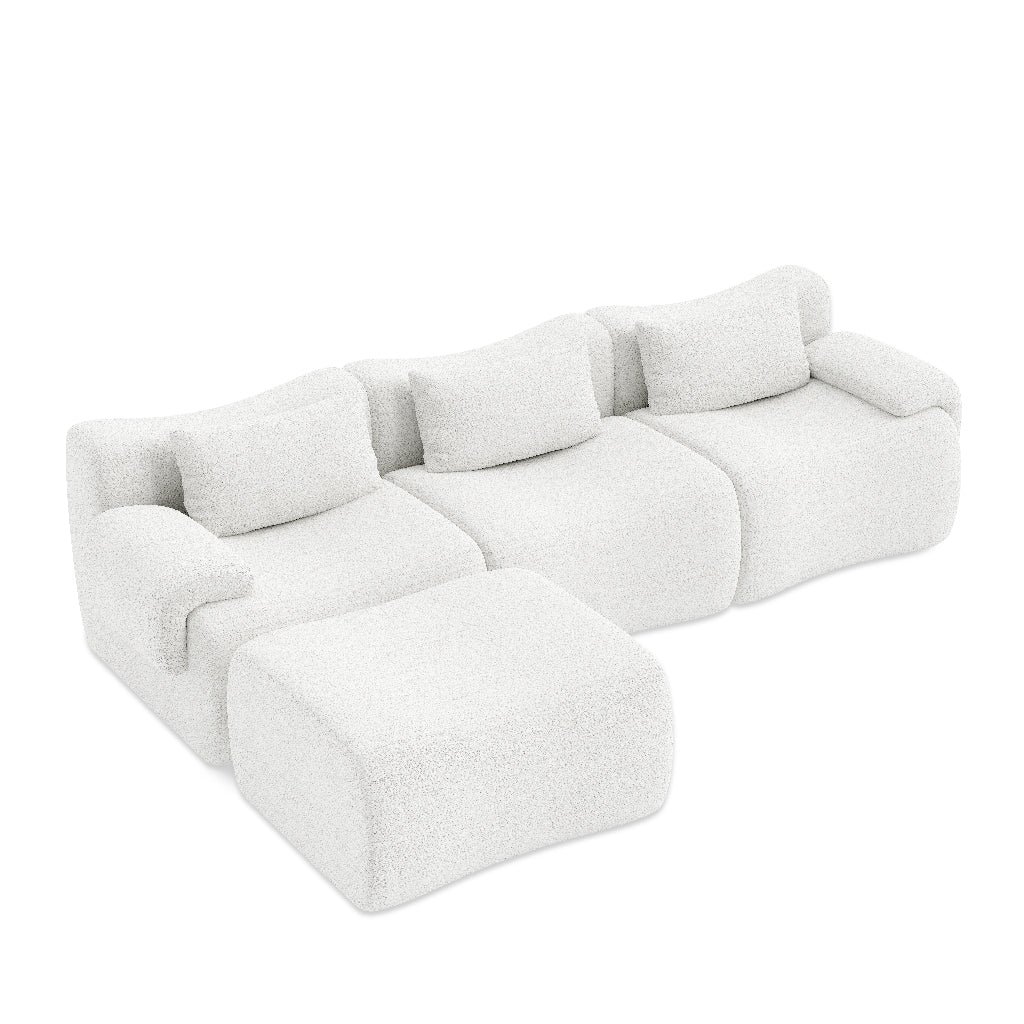 114" White Boneless Couch