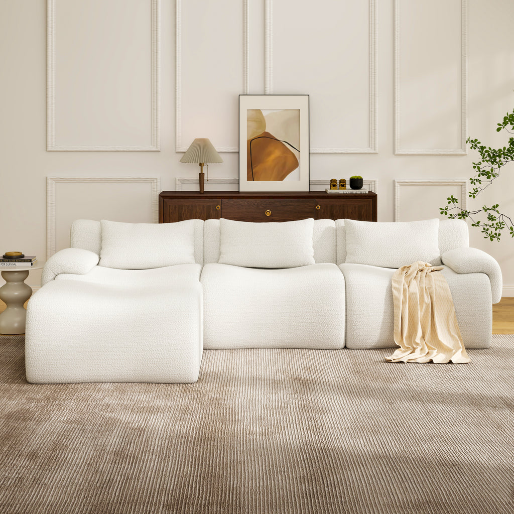 114" White Boneless Couch