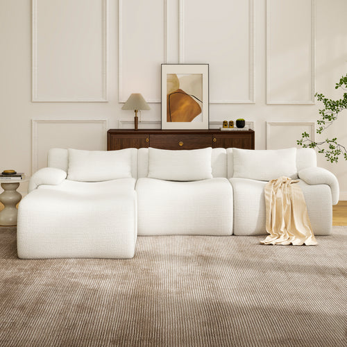 114" White Boneless Couch